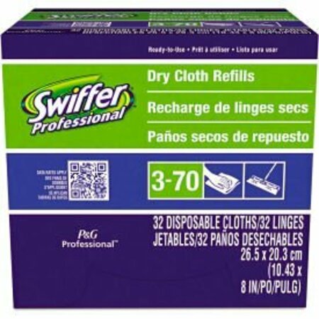 PROCTER & GAMBLE Swiffer Dry Refill Cloths, White, 10-5/8in x 8in, 32/Box - 33407BX